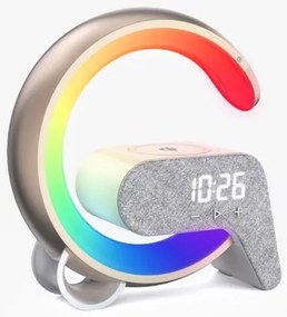 Lampă LED RGB dimabilă cu ceas deșteptător și încărcare Qi Immax 08986L 30W/230V auriu