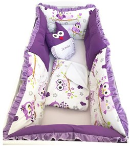 Set de 6 bucati aparatori protectii laterale patut Deseda Bufnite violet