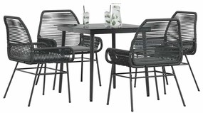 vidaXL Set de sufragerie de grădină 5 piese neagră Sticlă Poly Rattan
