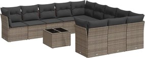 vidaXL Set canapea de grădină cu perne, 12 piese, gri, poliratan