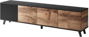 Comoda TV RANDOM, stejar wotan/negru, PAL furniruit, 200x40x52 cm