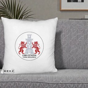Perna Personalizata CSM Cetatea Turnu Magurele Fotbal, 40x40 cm, Alb Pufos, Husa Detasabila, Perna Inclusa, BEKZ®