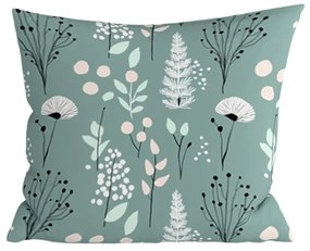 Husa decorativa pentru perna WILD FLOWERS 45x45 cm, mentolovy