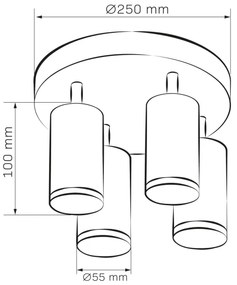 Spot de baie LED RGBW reglabil TURYN 4xGU10/6,5W/230V IP44 negru