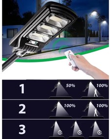 Lampă LED stradală cu senzor LED/180W/6V 6500K IP65 + telecomandă