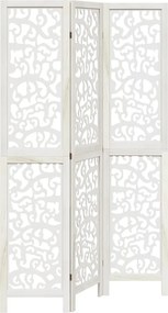 vidaXL Paravan cameră 3 panouri, alb, lemn masiv paulownia