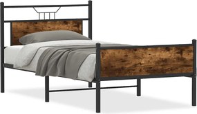 vidaXL Cadru de pat fără saltea Stejar afumat 107x203cm Lemn prelucrat