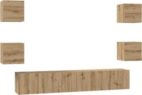 vidaXL Set comodă TV Pe perete 7 pcs Stejar Artizanal Lemn compozit
