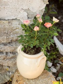 Ghiveci din ceramică glazurată manual 2L alb înalt, „Brobacka"