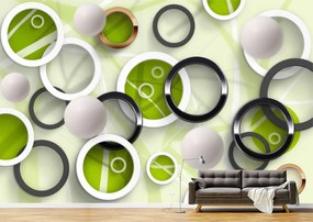 Tapet Premium Canvas - Cercuri colorate si sfere 3d abstract