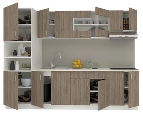 Set Bucatarie Karo V23, Stejar Sonoma Inchis/Alb, Blat Thermo 28 mm, L 280 cm