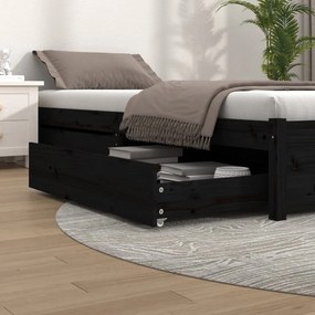Sertare pentru pat, 2 buc., negru, lemn masiv de pin Negru, 95 x 103 x 18 cm