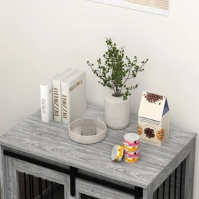 PawHut Cușcă pentru câine animale de interior ușă glisantă, metal cu efect lemn, dim. 57H x 80L x 54l cm | Aosom Romania