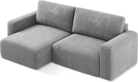 Colțar gri extensibil/cu spațiu de depozitare cu tapițerie din chenille (cu colț pe partea stângă/cu șezlong) Kona – Makamii