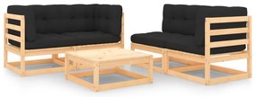vidaXL Set mobilier de grădină cu perne, 5 piese, lemn masiv de pin