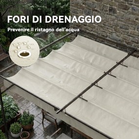 Outsunny Gazebo Pergolă adosată 3x3 m cu acoperiș glisant și orificii de drenaj, crem | Aosom Romania