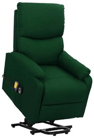329755 vidaXL Fotoliu de masaj cu ridicare, verde închis, material textil
