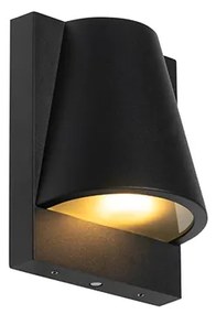 Lampă de perete exterioară neagră IP44 cu senzor de crepuscul - Femke
