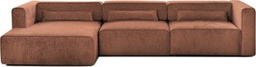 Colțar Extensibil 5 locuri ZANETTO, cu ladă de depozitare, 340x157x70 cm, Bordeaux-Onyx / Stanga