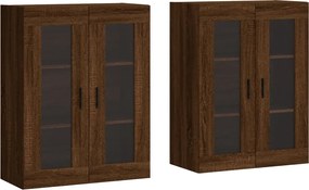 vidaXL Dulapuri montate pe perete 2 buc. stejar maro, lemn prelucrat