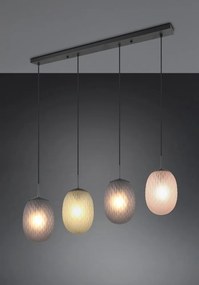 Lustră negru-mat cu abajur din sticlă Facette – Trio