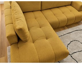 Colțar galben muștar extensibil/cu spațiu de depozitare (cu colț pe partea stângă/în formă de ”L”) Fuji – Bobochic Paris