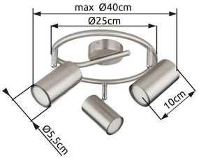 Plafoniera cu 3 Spoturi directionabile ALLVI nickel