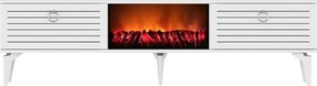 Comoda TV, Hanah Home, Arona Fireplace, 150x44.6x29.6 cm, Alb