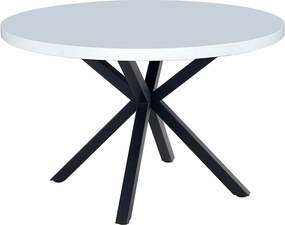 Masa MEDOR, alb mat/negru, 120x120x76 cm