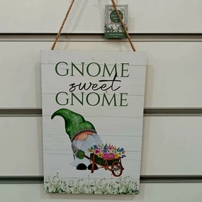Placuta decorativa din lemn Gnome sweet Gnome 30 cm