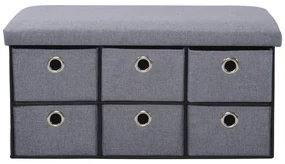 Kesper 15950 Comodă tapițată cu 6 sertare, grideschis, 76 x 38 x 38 cm
