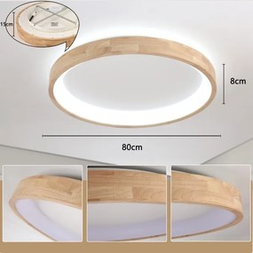 Brilagi-LED Plafonieră LED FALCON WOOD, 60W, 230V, 3000/4000/6000K, 80 cm, lemn