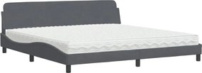 vidaXL Pat cu saltea, Dover, gri închis, 200x200 cm, catifea