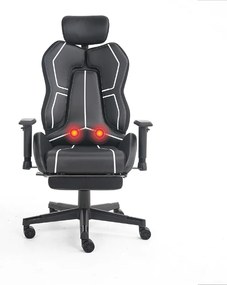 LUMINA X-Motion Core – Gaming & Office –Ergonomie, Masaj Inteligent și Confort Total, PU, Negru/Alb