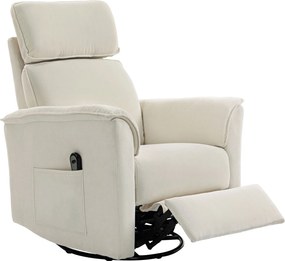 HOMCOM Fotoliu relax electric cu funcție de înclinare, spătar reglabil, tetieră pentru living, alb-crem | Aosom Romania