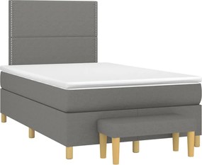 vidaXL Pat box spring cu saltea, gri închis, 120x190 cm, textil