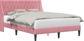 vidaXL Cadru de pat cu headboard Roz 120 x 200 cm Catifea