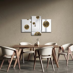 Tablou abstract cu mingi de fotbal (90x60 cm)