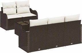 vidaXL Set de canapele pentru grădină cu pernă 6 pcs Maro și Crem