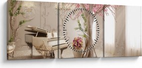 Tablou - Interior de vis cu pian (cu ceas) (90x30 cm)