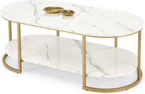 Masuta cafea KALUA, alb/auriu, 120x60x46 cm
