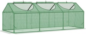 Mini sera gradina pentru plante, legume, fructe cu 3 ferestre tip rulou si protectie PE Anti-UV, verde 180x60x60cm Outsunny | Aosom Romania