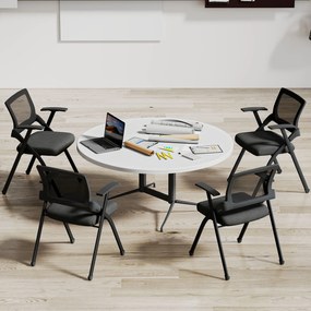 HOMCOM Set de 2 Scaune Pliabile în Material Textil cu Efect de In cu Spătar Curbat și Brațe, Scaune Portabile Salvaspațiu din Oțel, pentru Casă, Birou, Bucătărie, Evenimente, 61x56x84 cm, Negru | Aosom Romania