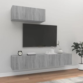 vidaXL Set dulap TV, 3 piese, gri sonoma, lemn prelucrat