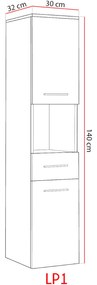 MEBLINE Dulap de baie montat pe perete LUPO / TIPO LP1 Stejar artisan / Alb Gloss