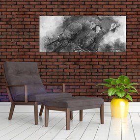 Tablou - Acuarelă papagali (120x50 cm)