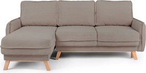 Colțar taupe extensibil/cu spațiu de depozitare cu tapițerie din catifea reiată Tori – Bonami Selection
