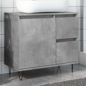 vidaXL Dulap de chiuvetă baie, gri beton, 65x33x60 cm, lemn prelucrat