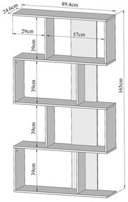 Bibliotecă albă 89x165 cm Sigma - TemaHome