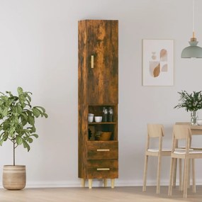 3115281 vidaXL Dulap înalt, stejar fumuriu, 34,5x34x180 cm, lemn prelucrat